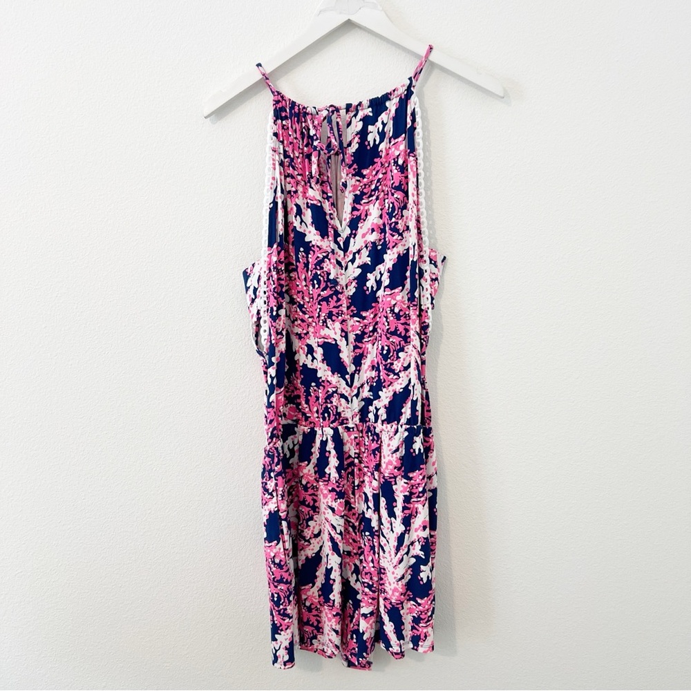 Lilly Pulitzer Blue and Pink Tie-Dye Jumpsuit with High Neckline - Picture 6 of 7
